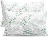 King Size 2 Pack Bambusový polštář – strouhaná paměťová pěna Nastavitelný polštář na spaní – záda, bříško, boční spaní, snímatelný potah, alternativa chlazení Hotel Down, král (2 balení) Naty Shop Standardní polštáře Výchozí název