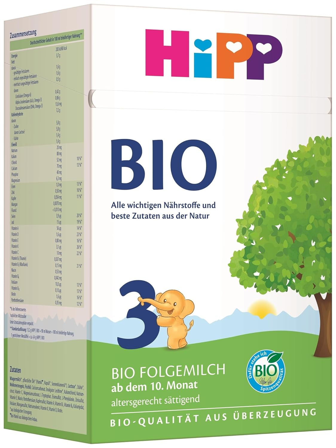 Pokračovací mléko HiPP 3 Bio (4 x 600 g) - po 10 měsících, s Omega-3 (DHA, ALA), vápníkem, vitamínem D, v nejlepší bio kvalitě