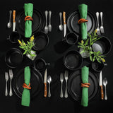 Sada Bowery Dinnerware, 32 dílná, matná černá, kamenina, talíře, misky a hrnky, slouží 8