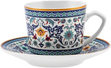KARACA Beylerbeyi - 12dílná sada tureckých šálků na kávu Porcelánový šálek na espresso Sada 6 ks s podšálky Sada šálků na espresso 80 ml Tradiční design - modrá