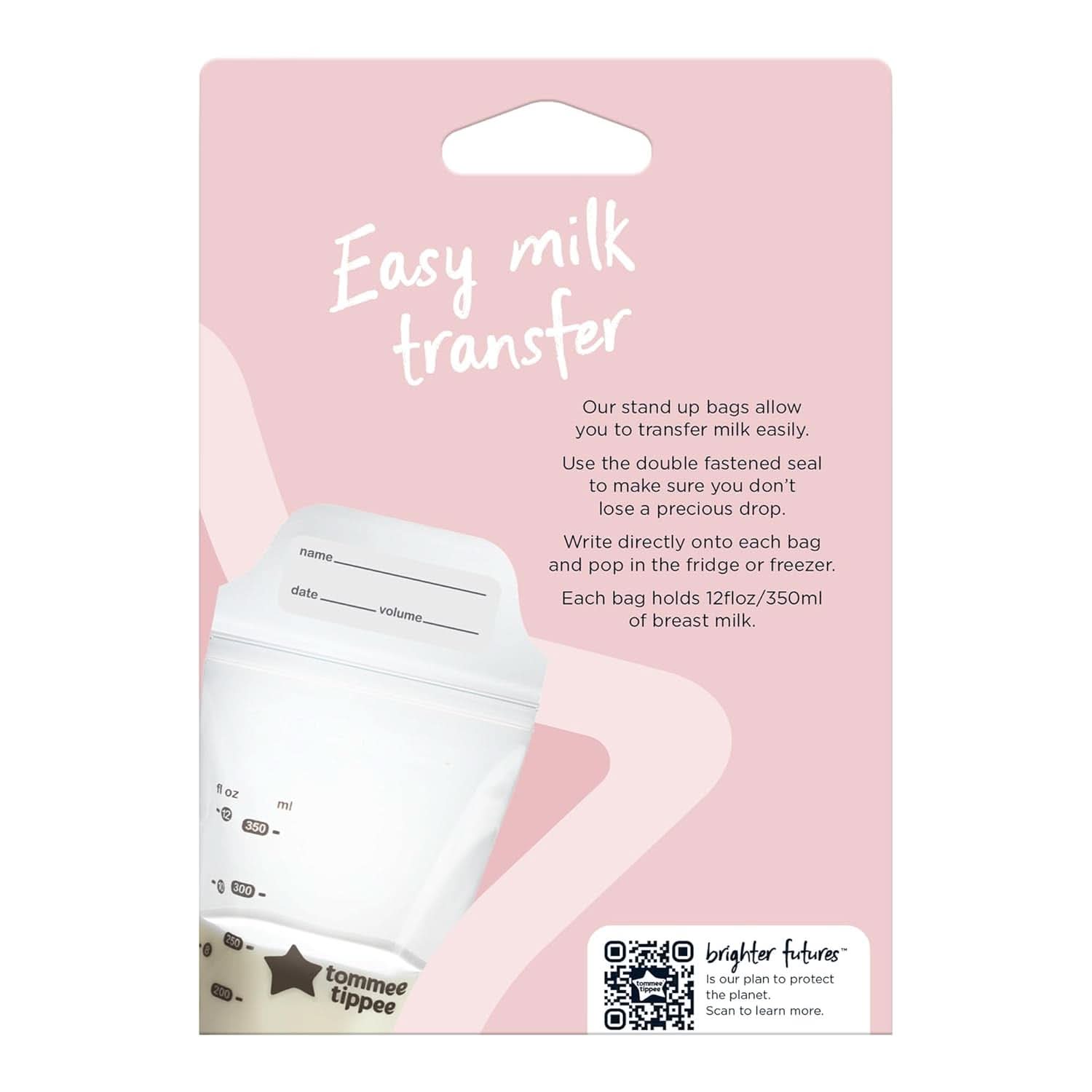 Tommee Tippee Closer to Nature Sáčky na skladování mateřského mléka, předsterilizované, 350 ml Příslušenství Potraviny a kojení Bebe Naty Shop