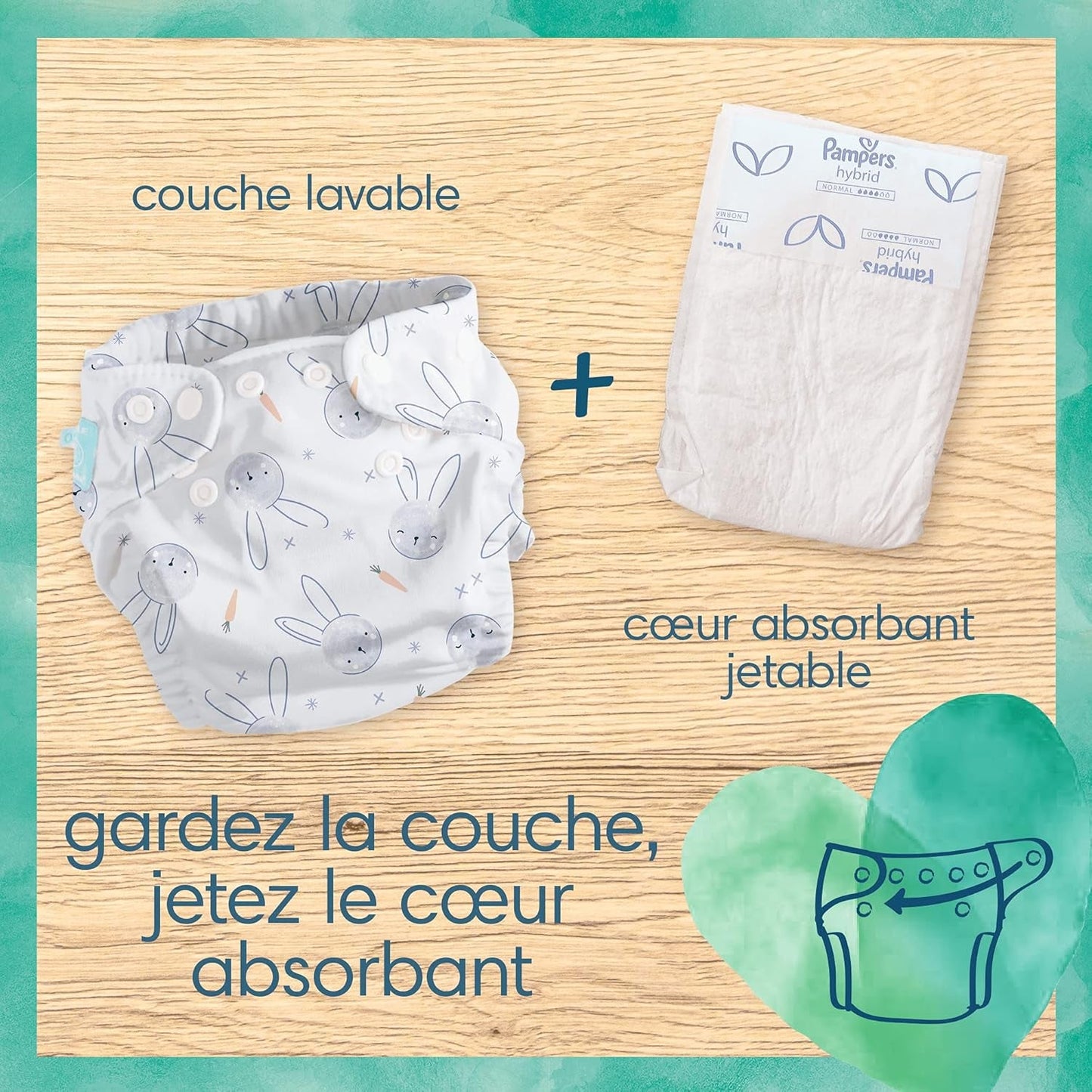 Pampers – Harmony Hybrid Starter Pack, 3 pratelné plenky + 25 jednorázových vrchních vrstev – 1 balení