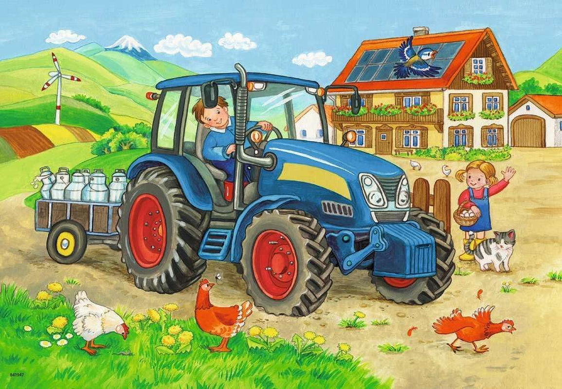 Ravensburger Puzzle pro děti - 07616 Staveniště a farma - Puzzle pro děti od 3 let, s 2X12 dílky Puzzle Naty Shop