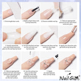 NAILGIL Tuhý gelový lak na nehty, Tuhé gelové lepidlo na nehty, 3D sochařství na nehty se sadou nástrojů, Domácí salon pro kutily, Transparentní 15G