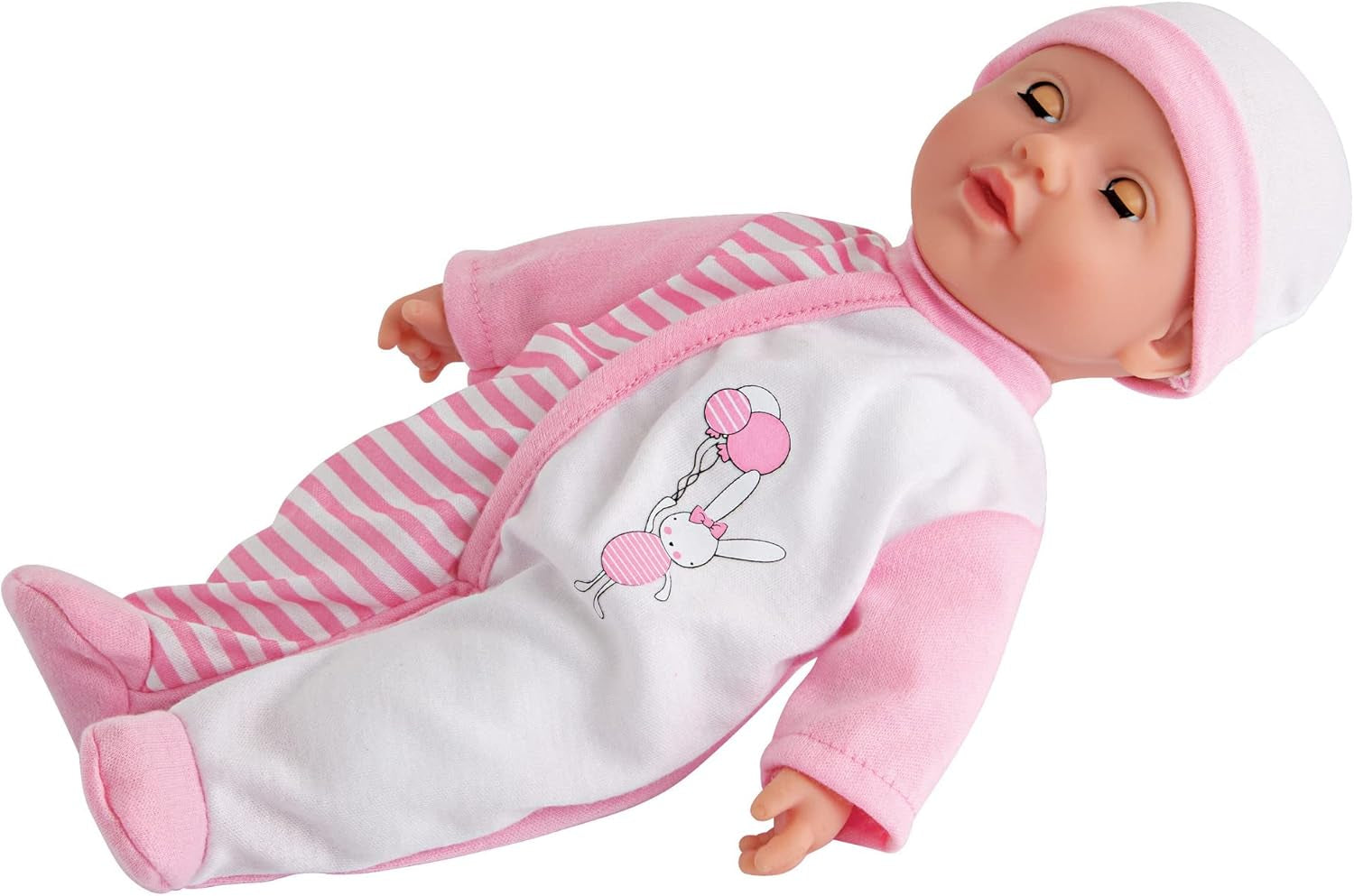 Simba 105140020 - Panenka My Love Baby Talk Soft Body s ospalýma očima v roztomilých šatech vydává 24 dětských zvuků Panenka 30 cm od 2 let Bílá Růžová Naty Shop Dolls