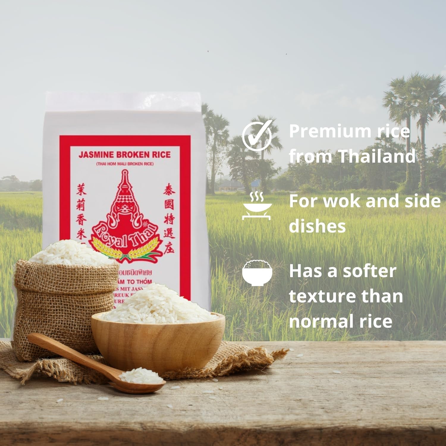 ROYAL THAI RICE - Zlomená jasmínová rýže - 1 x 20 kg