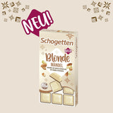 Schogetten Blonde Mandle | Bílá čokoláda s karamelem a kousky mandlí | 100 g | Pohodlně porcované (balení po 2 kusech)