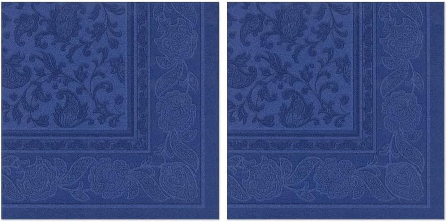 50 ubrousků "ROYAL Collection" 1/4 násobek 40 cm X 40 cm tmavě modrá "Ornaments"