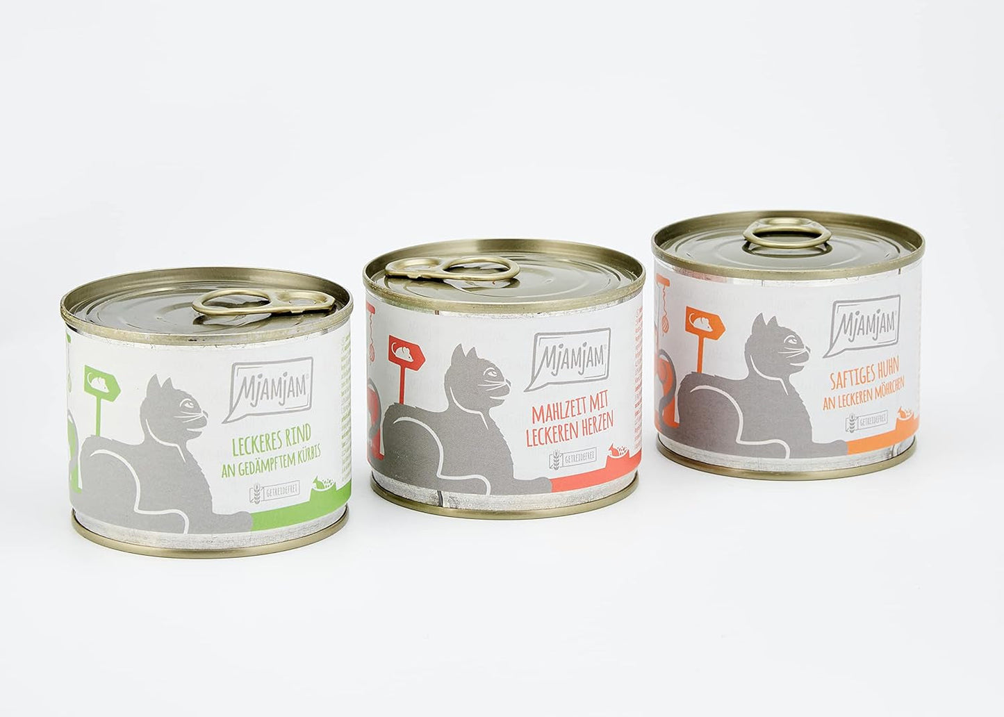 MjAMjAM - prémiové mokré krmivo pro kočky - Smíšené balení I - kuře, hovězí maso, srdíčka 6 balení (6 x 200 g), bez obilovin s extra masem