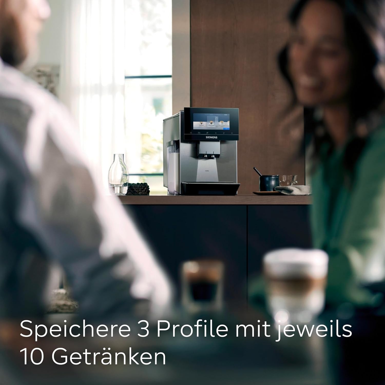 Automatický kávovar Siemens EQ900, velký barevný TFT displej, 2 zásobníky na zrnka, 36 teplých a studených nápojů, studená káva, super tichý, funkce dvou šálků, ovládání aplikací, nerezová ocel, TQ907D03