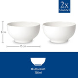 Sada 2 misek na cereálie Villeroy & Boch For Me, bílá, vhodná do myčky, vhodná do mikrovlnné trouby, misky pro 2, misky, misky na cereálie, občerstvení nebo omáčky, talíř, prémiový porcelán