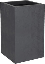 Čedičový květináč, čtvercový, vysoký, 36 l, betonový vzhled, hladká zeď, nádrž na vodu, 29,5 x 29,5 x 49,5 cm, antracitově šedá