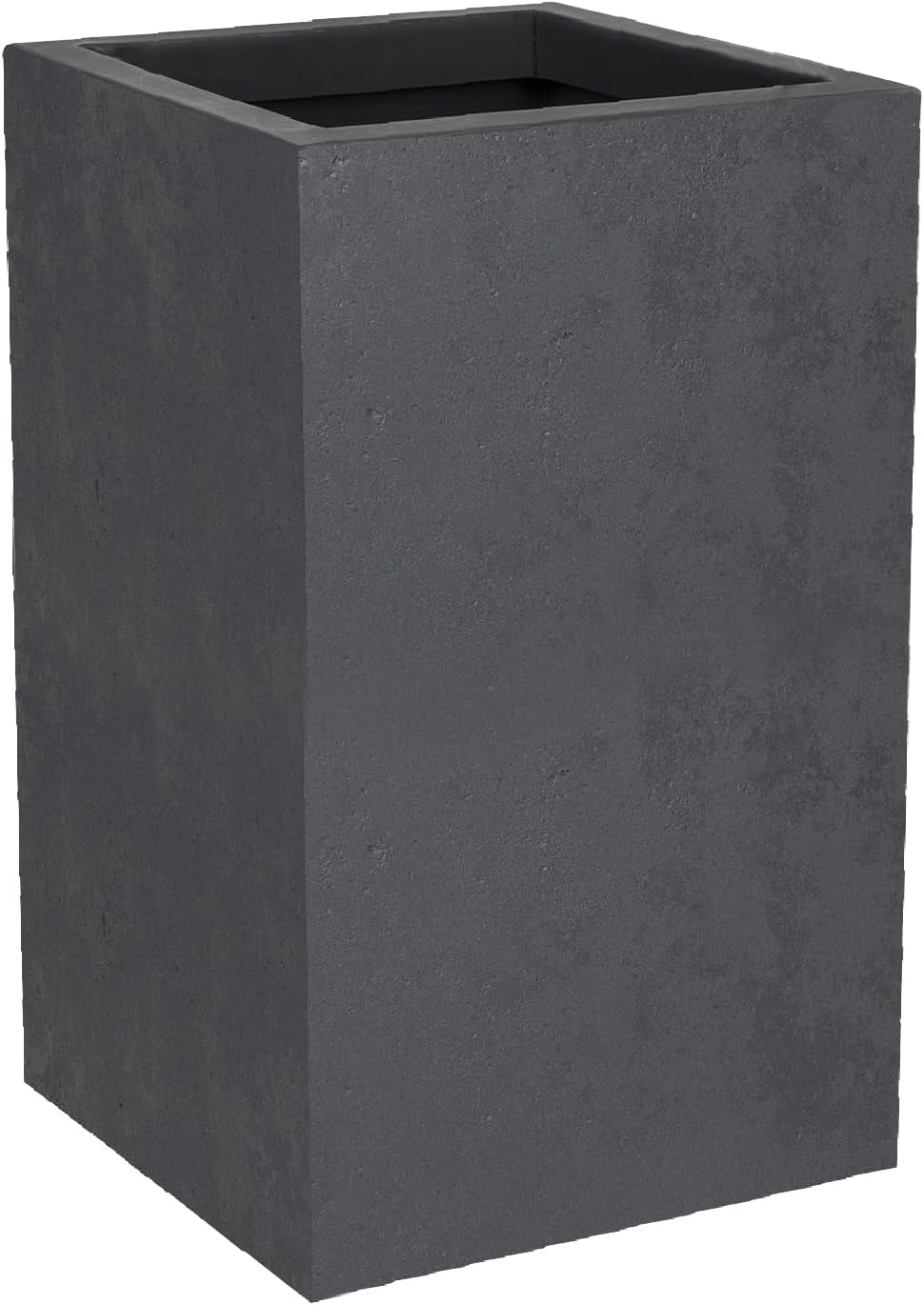Čedičový květináč, čtvercový, vysoký, 36 l, betonový vzhled, hladká zeď, nádrž na vodu, 29,5 x 29,5 x 49,5 cm, antracitově šedá