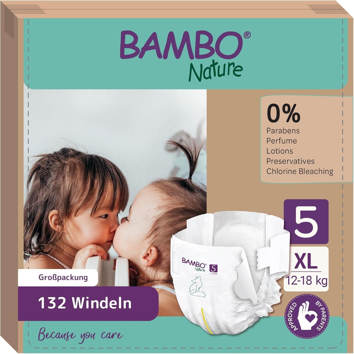 Dětské plenky Bambo Nature, velikost 1 (2-4 kg), 132 Count Moon Box | Prémiové plenky s vylepšenou ochranou proti protečení | Maximální pohodlí a svoboda pro novorozence | Dermatologicky testované plenky
