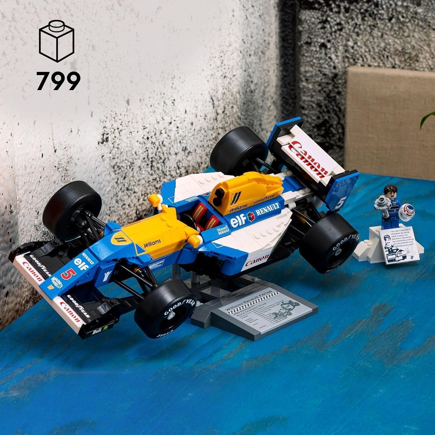 LEGO Icons Williams Racing FW14B s Nigelem Mansellem - Sada modelu F1 s minifigurkami závodního jezdce ke sběru - Dekorace na stůl se stojanem - Dárek pro dospělé a dospívající fanoušky motoristického sportu 10353 Stavebnic Besuche den LEGO-Store