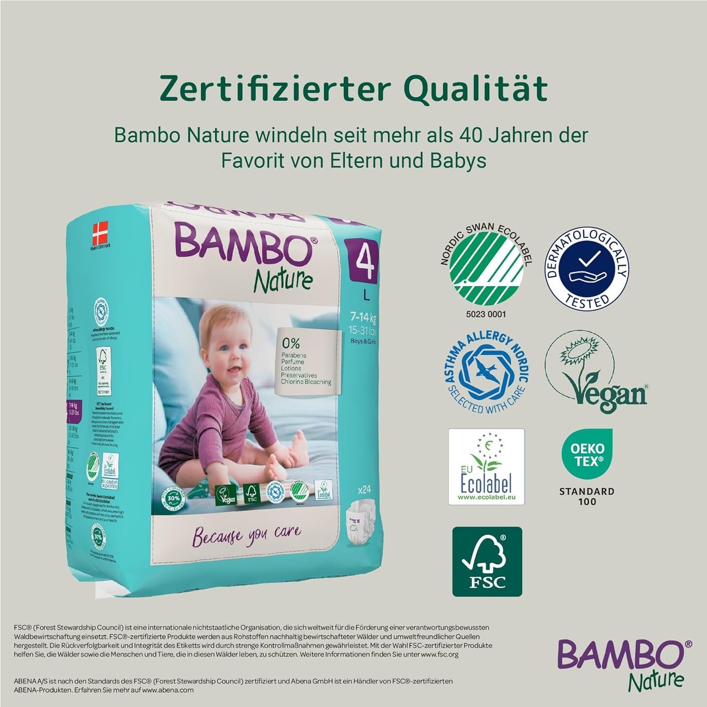 Bambo Nature plenky pro miminka, velikost 4 (7-14 kg), 144 ks, měsíční box | Prémiové plenky s vylepšenou ochranou proti protečení | Maximální pohodlí a svoboda pro aktivní děti | Dermatologicky testované plenky