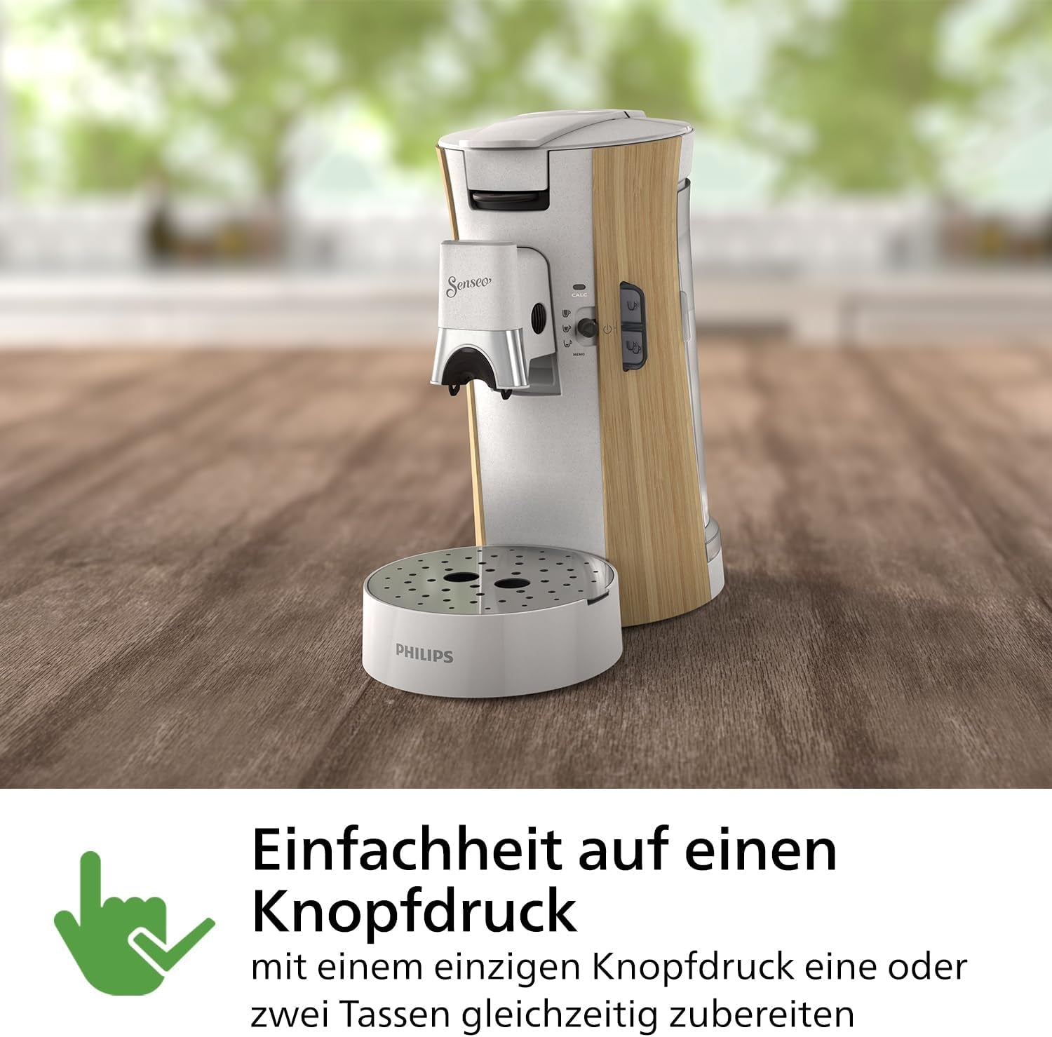 Espresso kávovar s kapslemi PHILIPS Senseo Select - Intensity Plus, s funkcí Memo na 3 kávové speciality, Crema Plus, ekologický výrobek, vysoká kvalita, hedvábně bílá (CSA240/05)