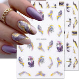6 Blatt 3D Lila Schmetterling Samolepky na nehty Selbtklebend Nagelaufkleber Schmetterlinge Samolepky na nehty Bunte Blühen Marmor Nagel Stickers Regenbogen Welle Linien Nail Art Aufkleber Nageldesign Zubehör