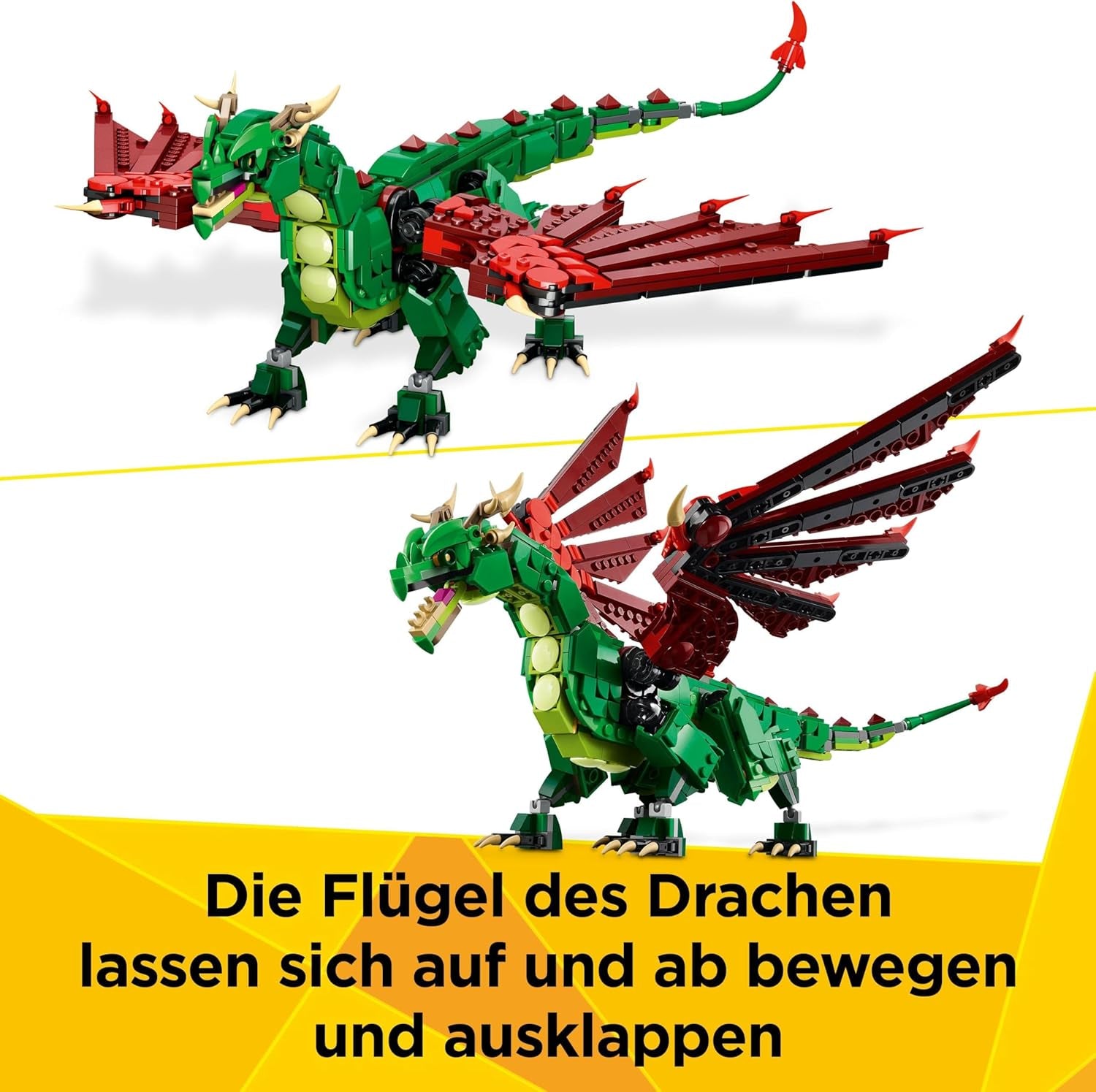 LEGO Creator 3v1 Zelený drak - Hračka - Promění se v mořského hada nebo Fénixe - Stavebnice zvířátek pro děti - Dárek pro chlapce a dívky od 9 let 31161 Stavebnice Besuche den LEGO-Store