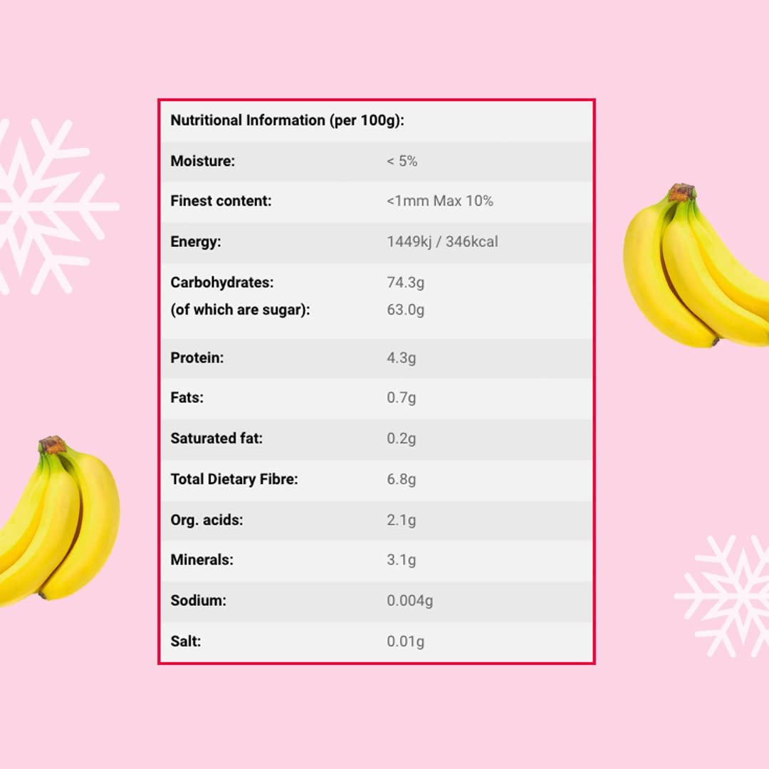 Mrazem sušené banánové plátky 100g - lyofilizované banánové lupínky - lyofilizované sušené ovoce - sušené banánové plátky na ozdobu, svačiny, smoothie a dezerty Dehydrované produkty Naty Shop