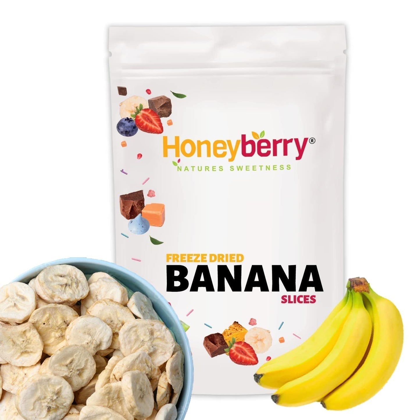 Mrazem sušené banánové plátky 100g - lyofilizované banánové lupínky - lyofilizované sušené ovoce - sušené banánové plátky na ozdobu, svačiny, smoothie a dezerty Dehydrované produkty Naty Shop 100G