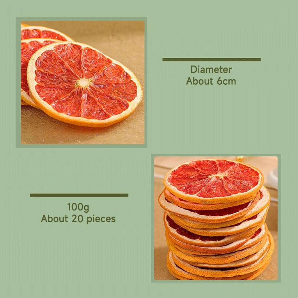 Sušené plátky grapefruitu, dehydrovaný grapefruit, náplň do vázy, vánoční ozdoby, plátky červeného grapefruitu, plátky sušeného ovoce na čaj, bez přidaného cukru (100 g (1 balení)) Naty Shop Dehydratované produkty
