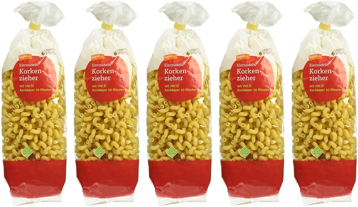tegut... Vaječné nudle Vývrtka Balení 5 ks (5 x 500 g)