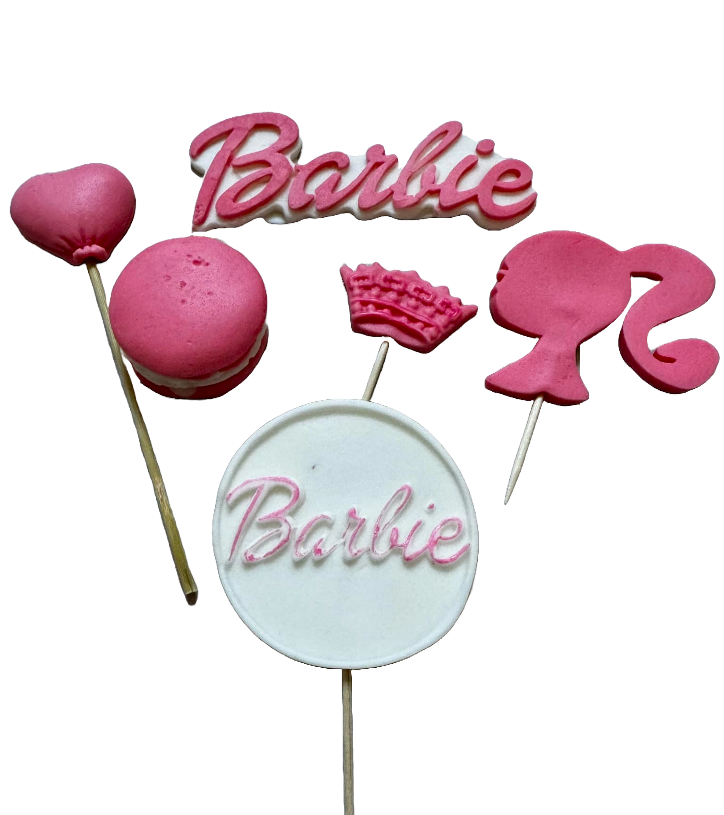 Sada 6 jedlých cukrových dekorací, Dekorace z cukrové pasty Barbie Naty Shop