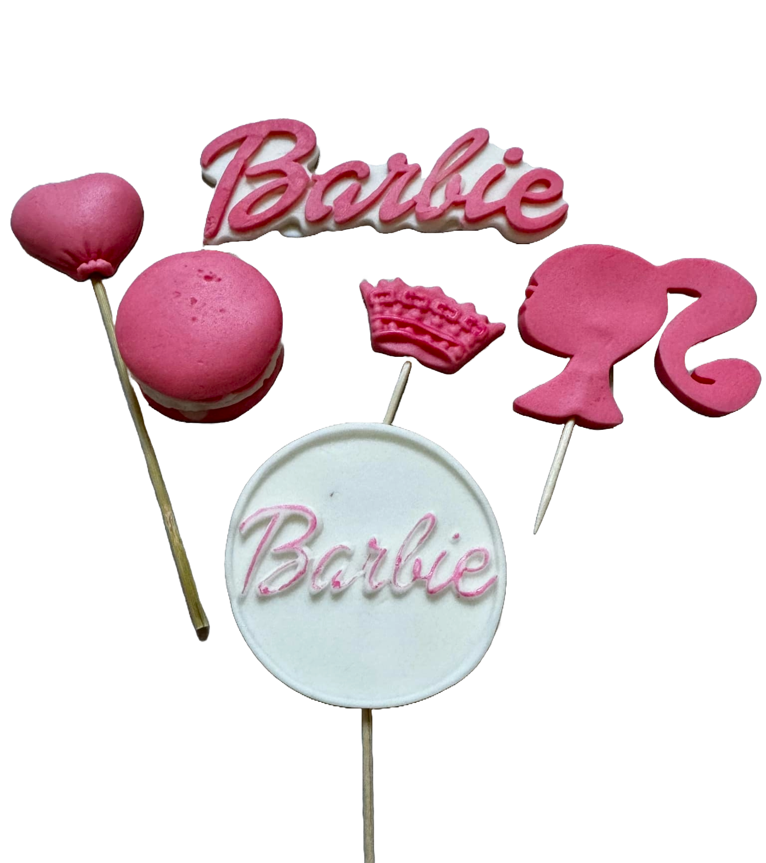 Sada 6 jedlých cukrových dekorací, Dekorace z cukrové pasty Barbie Naty Shop