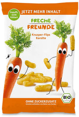 Bio ovocné chipsy "100% jahoda" mrazem sušené jahodové chipsy (12 x 12 g) a nové bio křupavé kukuřičné a mrkvové flips, bio svačina, od 1 roku, (9 x 30 g) 270 g
