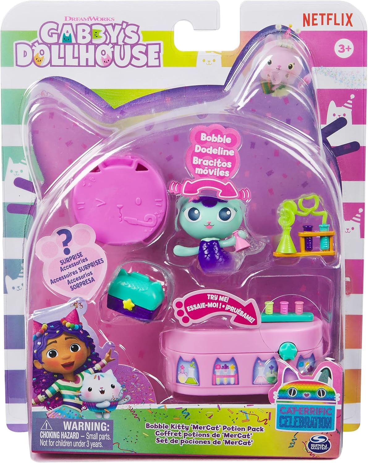 Domeček pro panenky Gabby™S, Bobble Kitty Nábytek Sada surikat Kočičí figurka s nábytkem a doplňky do domečku pro panenky, Domečky pro panenky starší 3 let Naty Shop