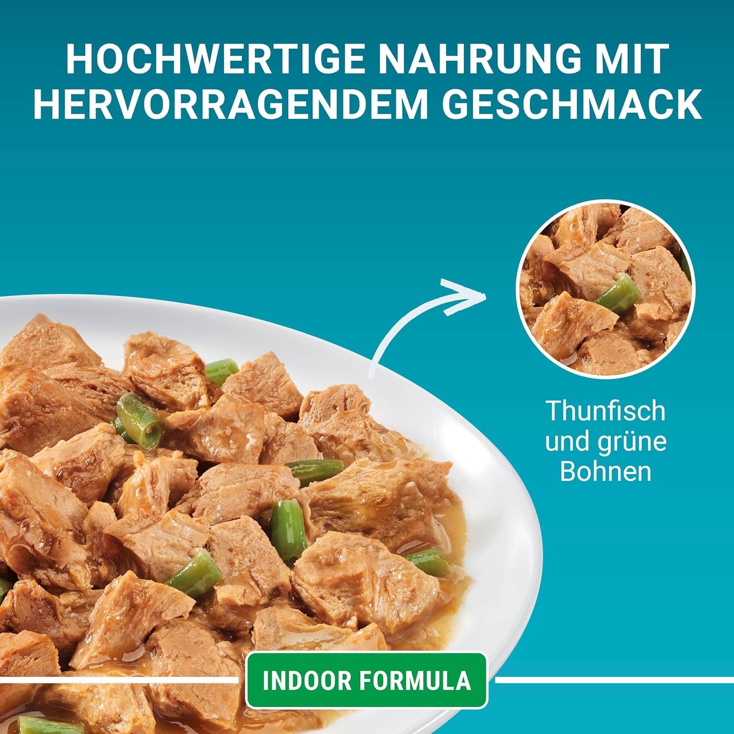 PURINA ONE Indoor Formula Mokré krmivo pro kočky, jemné kousky v domácí omáčce z tuňáka, balení 26 ks (26 x 85 g)