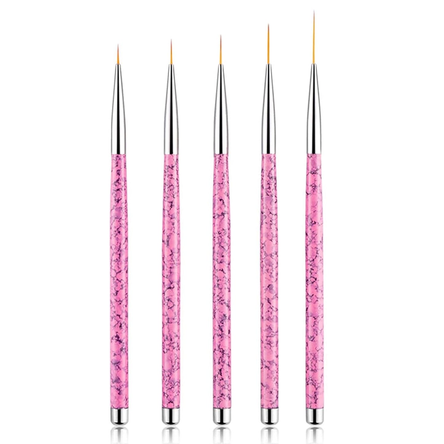 Sularpek Nail Art Liner Pinsel, 5 Stück Profi Detail Fine Nails štětec na gelové nehty, Nagel Pinsel Dünn Für Beauty Frauen Nagelstudio (5 Größen, Rosa)