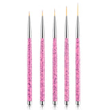 Sularpek Nail Art Liner Pinsel, 5 Stück Profi Detail Fine Nails štětec na gelové nehty, Nagel Pinsel Dünn Für Beauty Frauen Nagelstudio (5 Größen, Rosa)
