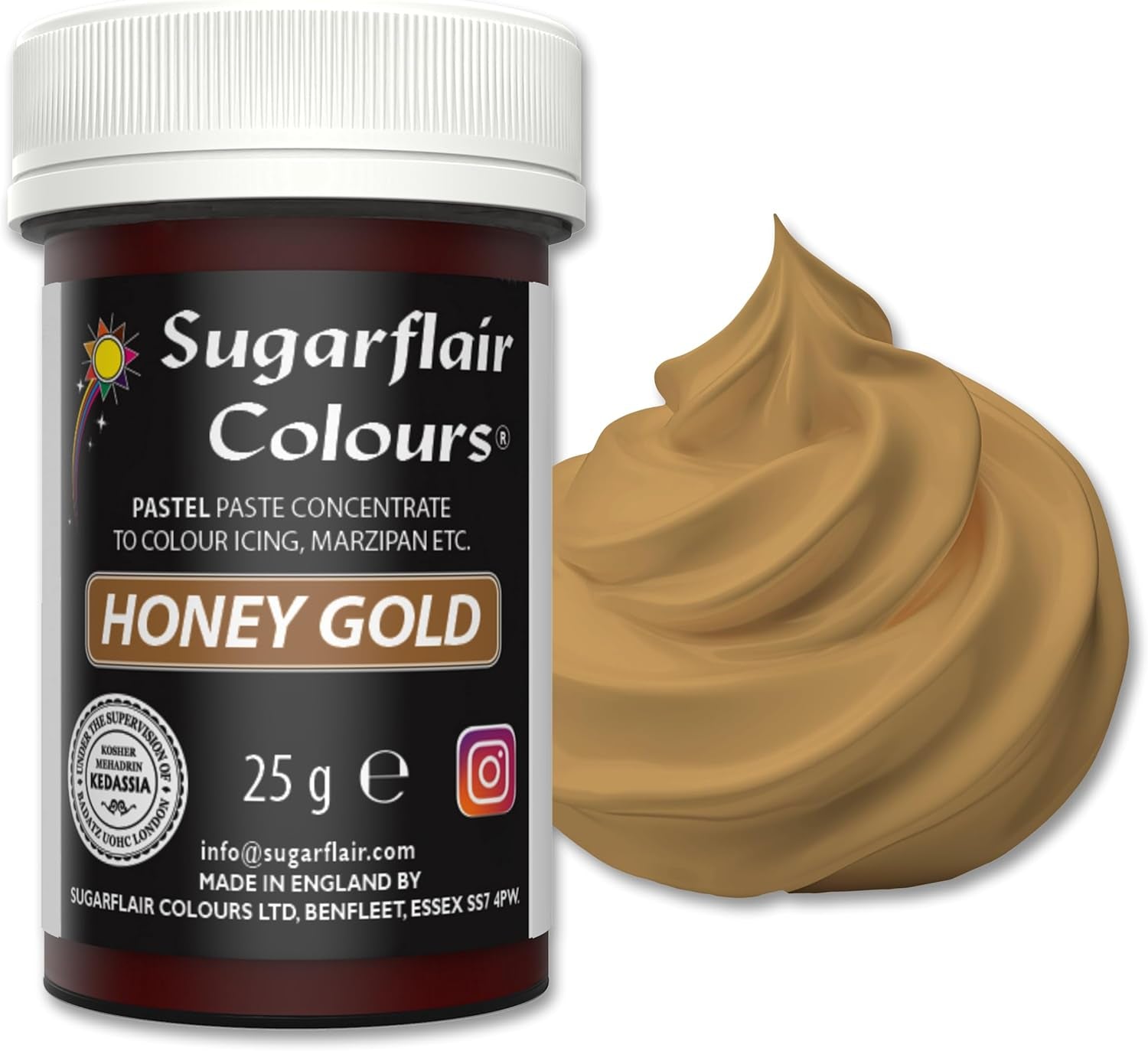 Potravinářské barvivo na těstoviny Sugarflair, pastelová barva Honey Gold, potravinářské barvivo na těstoviny na fondán a marcipán, koncentrované barvy Spectral - 25 g