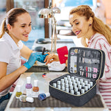 Tasche s organizérem laku na nehty, úložná krabička na lak na nehty Doppelschicht, organizér Koffer Für Nageldesign Kosmetiktasche Für 30 lahviček s neonailovou bází (15 ml-0,5 Fl. Oz) & 1 lampa na nehty (Schwarz)