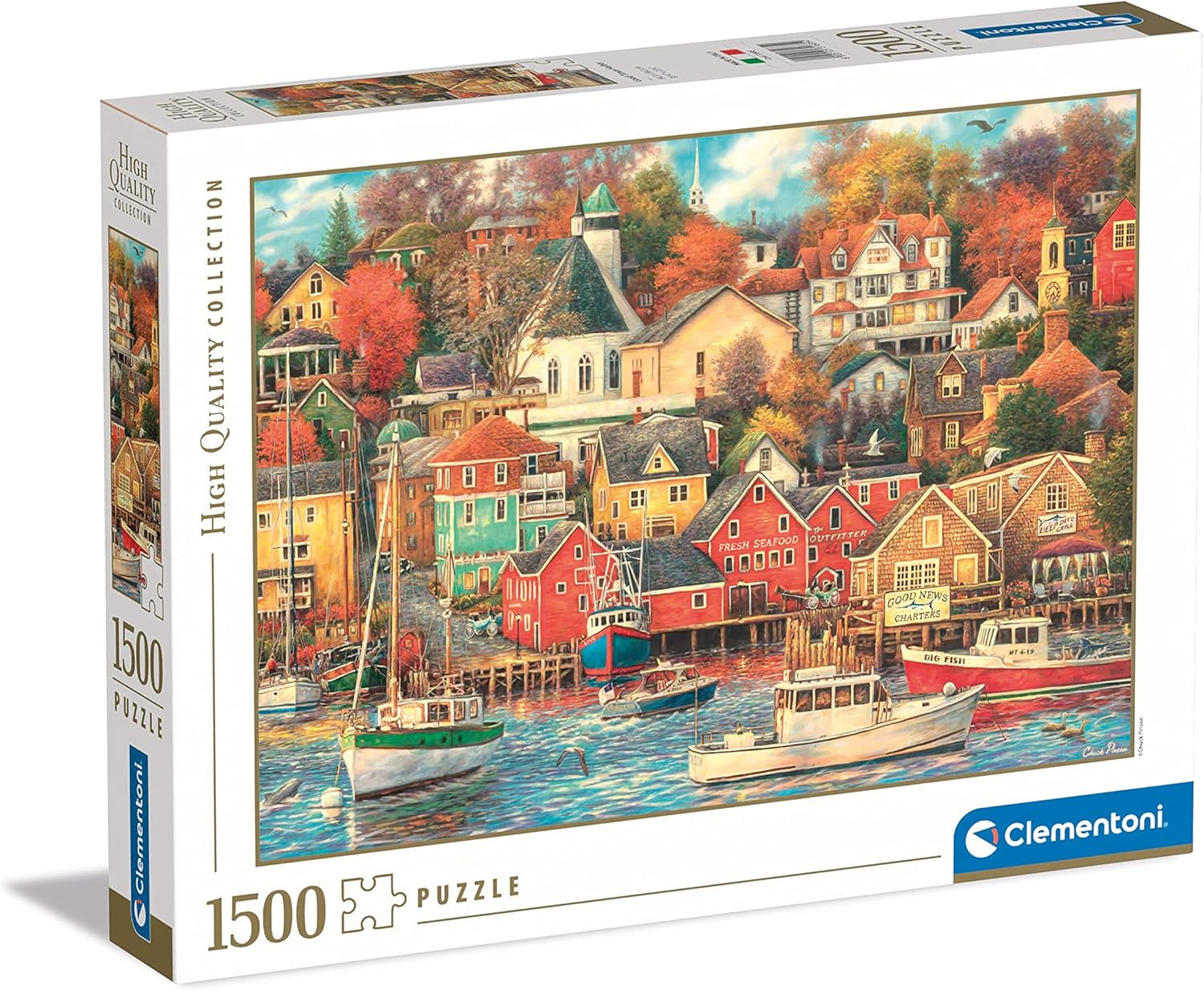 Clementoni - 31685 Collection Puzzle - Good Times Harbor - Puzzle 1500 dílků od 14 let, puzzle se skrytými předměty pro dospělé, dovednostní hra pro celou rodinu, střední Puzzle Naty Shop Výchozí název