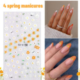 Sada nálepek na nehty Für Einzigartiges Nageldesign, 4 Blatt Frühlingsthemen Nail Art Zubehör, Perfekt Für 3D Gel Nägel Und UV Gel Strips