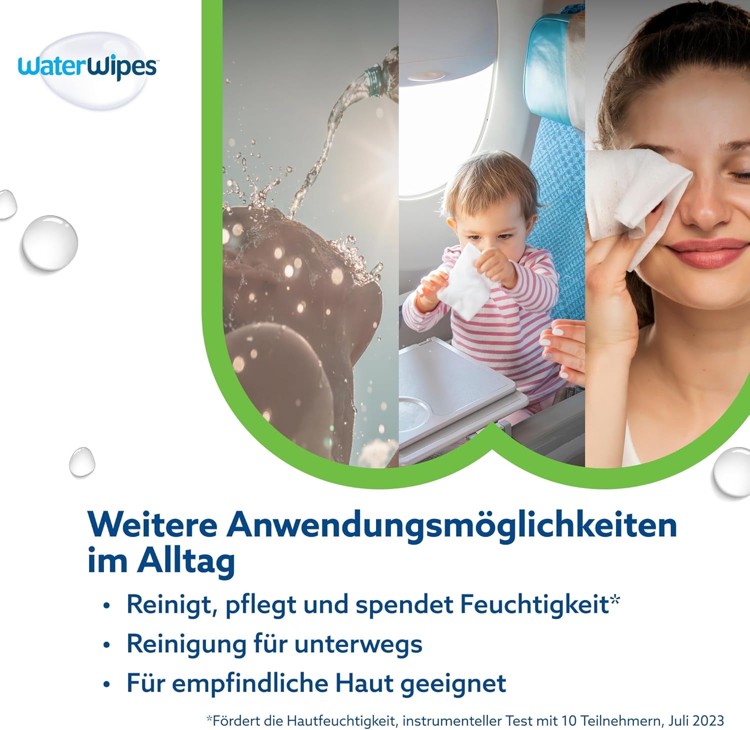WaterWipes Sensitive+ Hydrating Boost vlhčené ubrousky, hydratační ubrousky, 360 kusů (6 balení), 3 v 1 čistí, pečují, hydratují, 99% voda z Aloe Vera, neparfémované dětské ubrousky