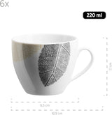 MÄSER 931215 Krásně zdobená sada nádobí pro 6, kombinovaná obsluha 30 kusů, s bezrámovými tvary, porcelán, bílá