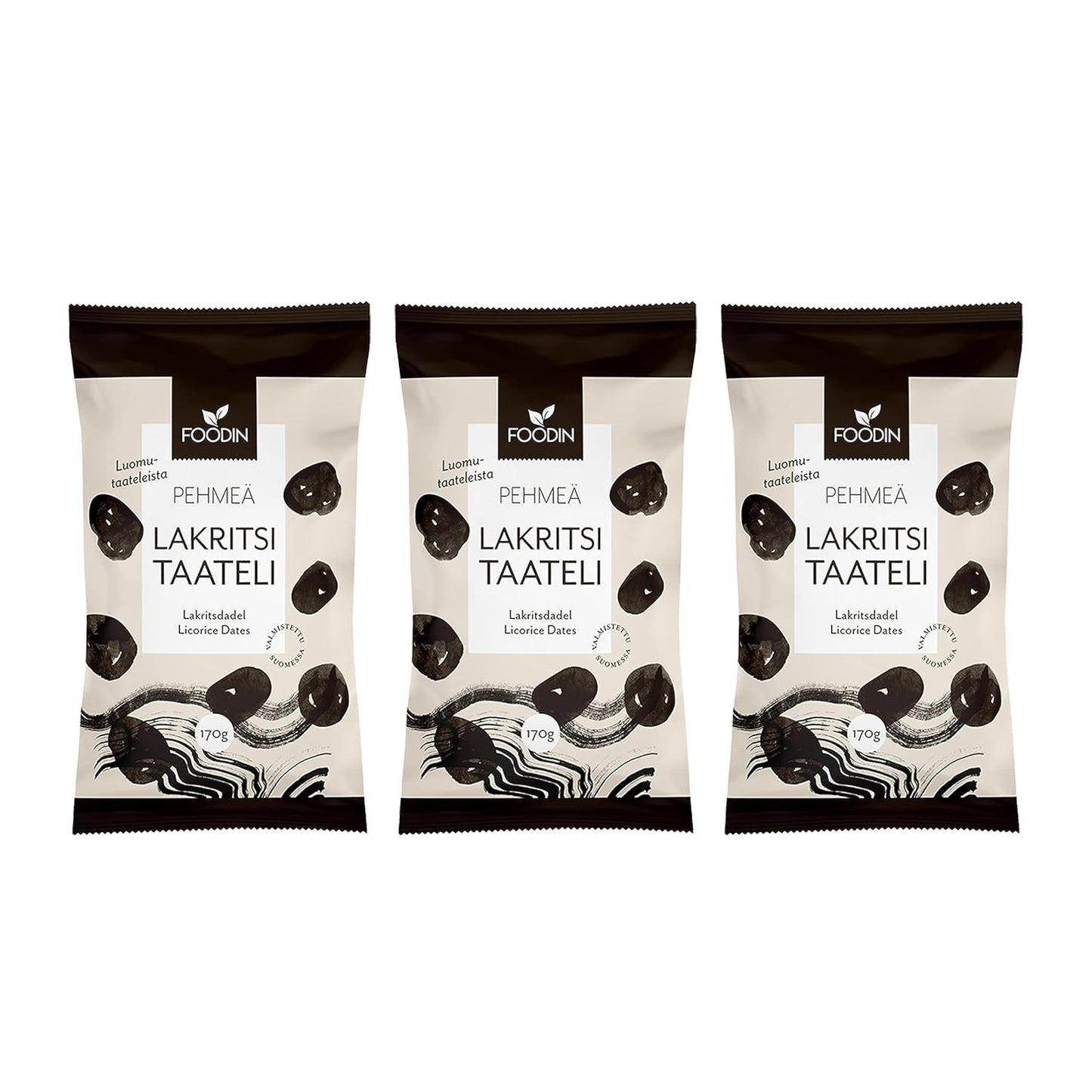 Foodin data Veganské, bezlepkové, jemné, sladké a zdravé pochoutky Sušené ovoce s lékořicovým práškem na svačinu, pečení a další - Made in Vaajakoski (3x170g) Dehydrované produkty Naty Shop Výchozí název
