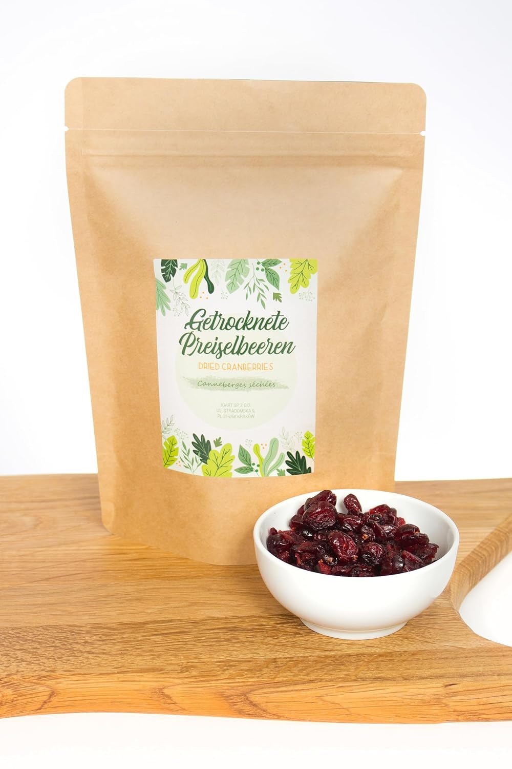 FOOD&WOOD® Celé sušené brusinky 500g | Sušené brusinky | 1A kvalita | Přirozeně sladké | ideální jako svačina, do jogurtu nebo na pečení | bez přidaného cukru | Suché | nesířené. Dehydrované produkty Naty Shop