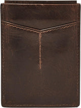 Fossil Men's Derrick Leather RFID Blocking Magnetic Card Case Walletderrick Wallet Pánská peněženka Naty Shop Derrick Dark Brown