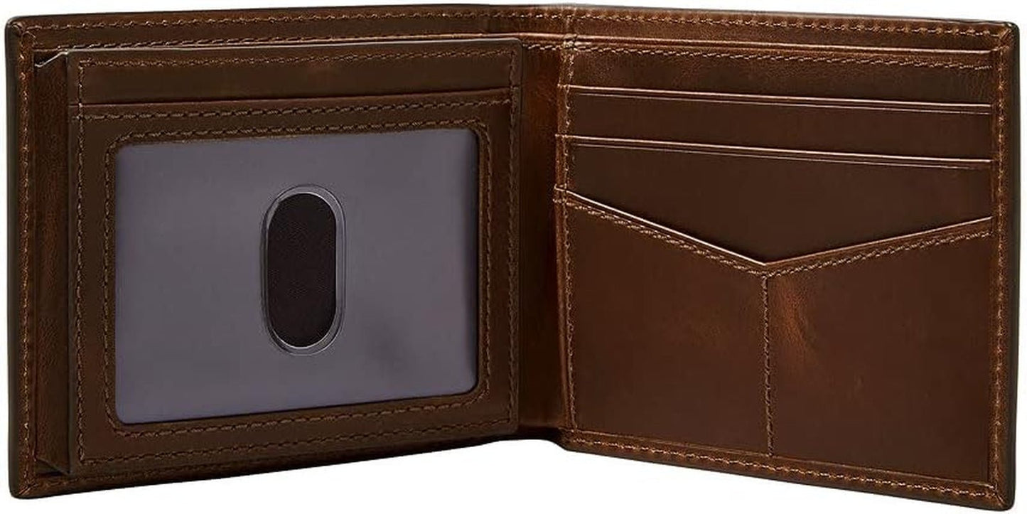 Peněženka Fossil Mens Derrick Travel Accessory Bi Fold Wallet, tmavě hnědá, 11,43 cm D x 1,6 W 9,22 H EU Pánská peněženka Naty Shop