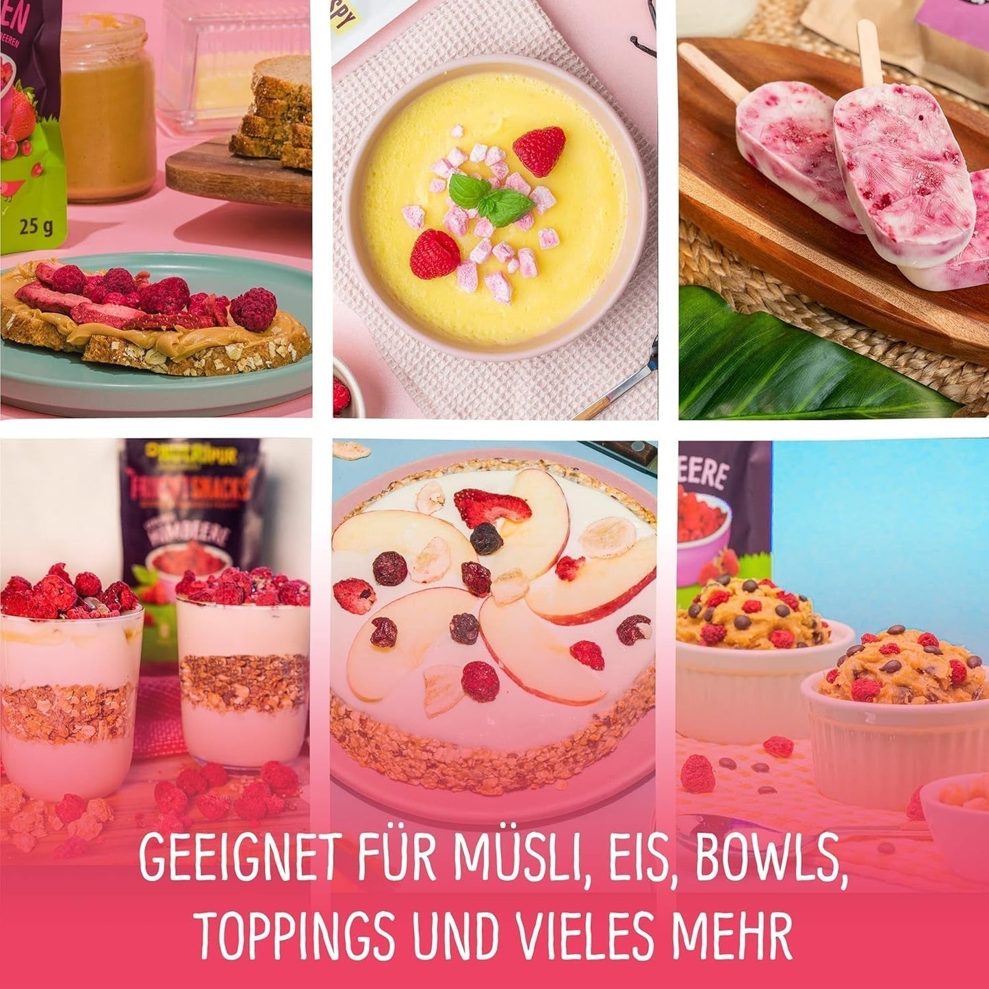 Lyofilizované ovoce: 100 g lyofilizovaných malin do smoothie bowl, müsli, polevy na kaši - lyofilizované bobule bez přidaného cukru - lyofilizované bobule - ovoce z NutriPur Dehydrated products Naty Shop
