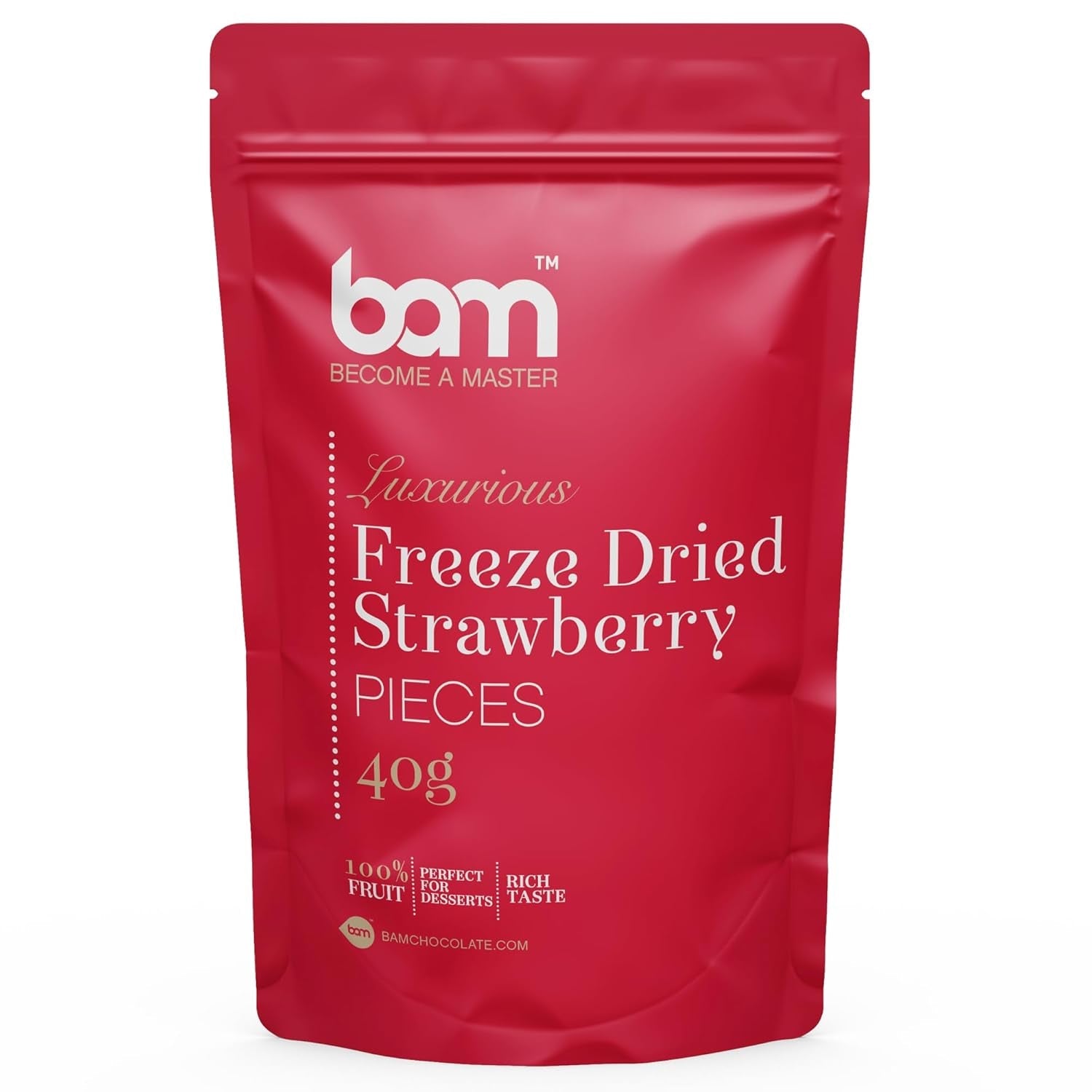 Mrazem sušené ovoce BAM, 40 gramů, přírodní ovoce, dokonalé dezerty, bohatá chuť (jahoda) Dehydrované produkty Naty Shop Jahody
