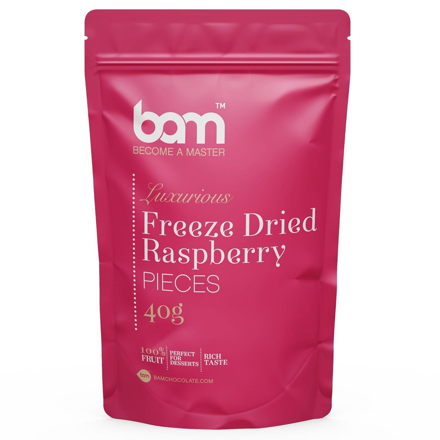 Mrazem sušené ovoce BAM, 40 gramů, přírodní ovoce, dokonalé dezerty, bohatá chuť (jahoda) Dehydrované produkty Naty Shop Malina