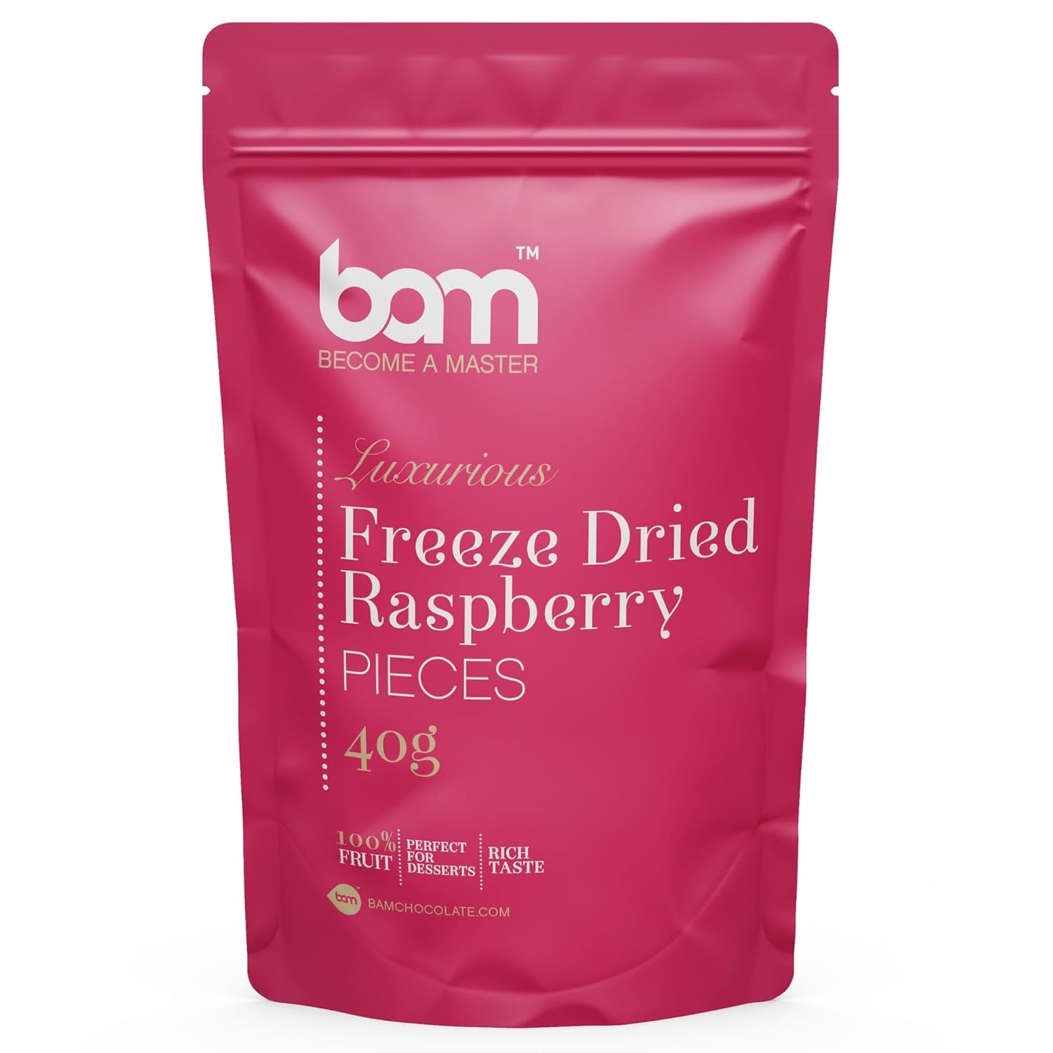 Mrazem sušené ovoce BAM, 40 gramů, přírodní ovoce, dokonalé dezerty, bohatá chuť (jahoda) Dehydrované produkty Naty Shop Malina