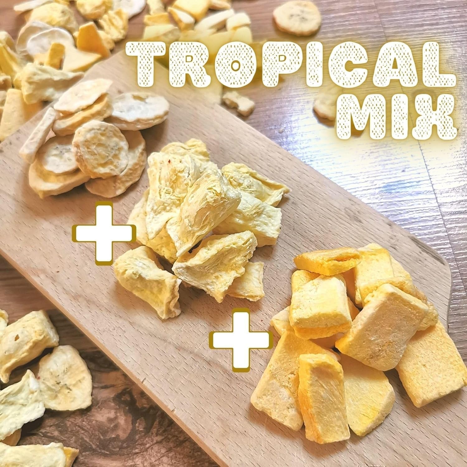 Mrazem sušené ovoce Směs tropického ovoce | XL 350g Lyofilizovaný ananas Mango Banán Mix lyofilizovaného ovoce | Mrazem sušené ovoce Ananas Banán Mango Směs sušeného ovoce | ZingyZoo Dehydratované produkty Naty Shop