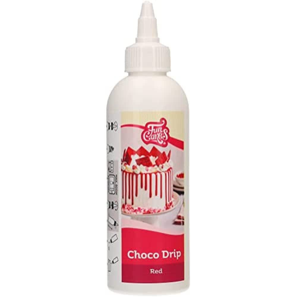 FunCakes Choco Drip Red: Lahodná příchuť, Snadné použití, Perfektní na odkapávané koláče, Příchuť Čokoláda. Uzavíratelné balení 180 g. Cukrová pasta Naty Shop Výchozí název